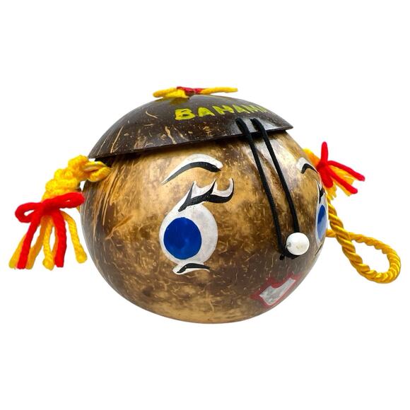 Vintage Kitschy Bahamas Coconut Purse Bank Tiki Folk Art Souvenir Novelty Bag - Picture 2 of 9
